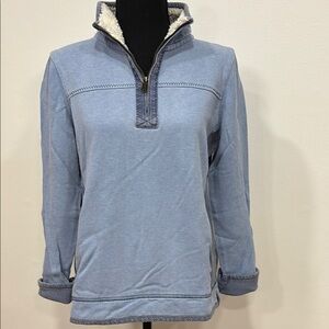 FAT FACE AIRLIE Blue Quarter-Zip Women's Sweater UK 10 USA 6 Sherpa collar